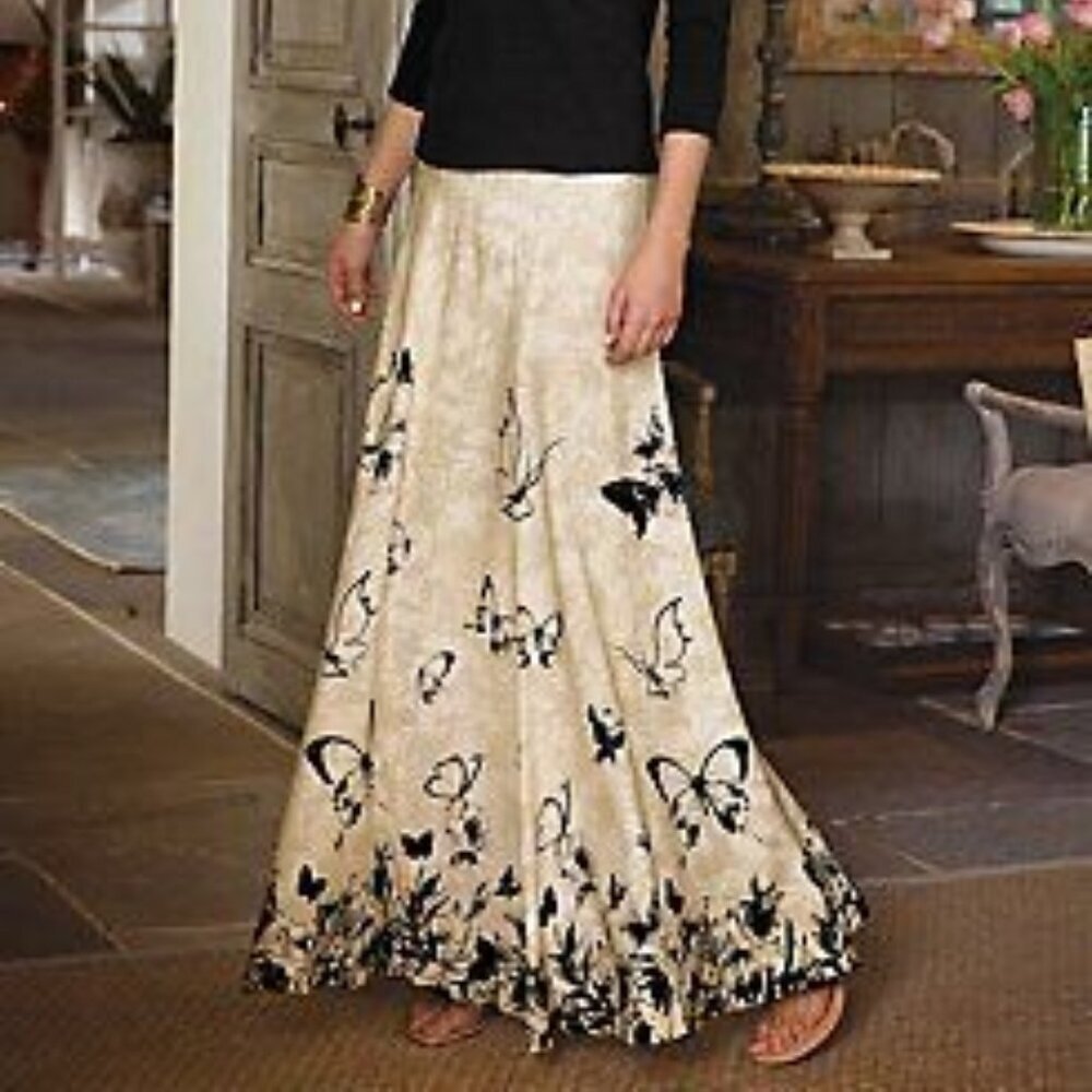 New Soft Surroundings Butterfly Print‎ Long Skirt Size PS